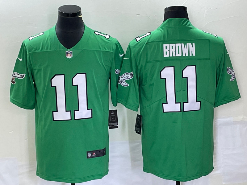 Men's Green Philadelphia Eagles #11 A. J. Brown Stitched Football Jersey